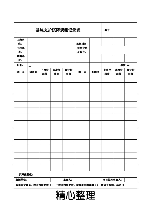 基坑监测记录表格模板