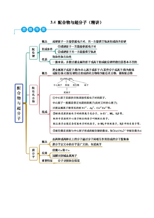 选择性必修第二册化学同步讲义：配合物与超分子