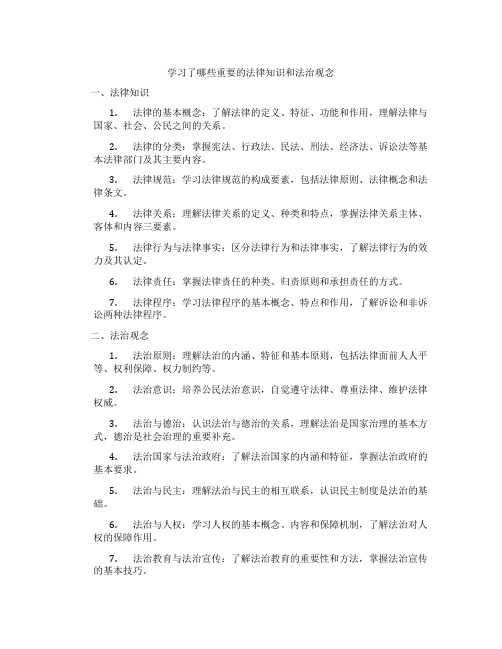 学习了哪些重要的法律知识和法治观念