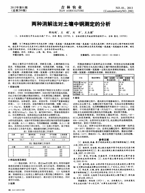 两种消解法对土壤中铜测定的分析