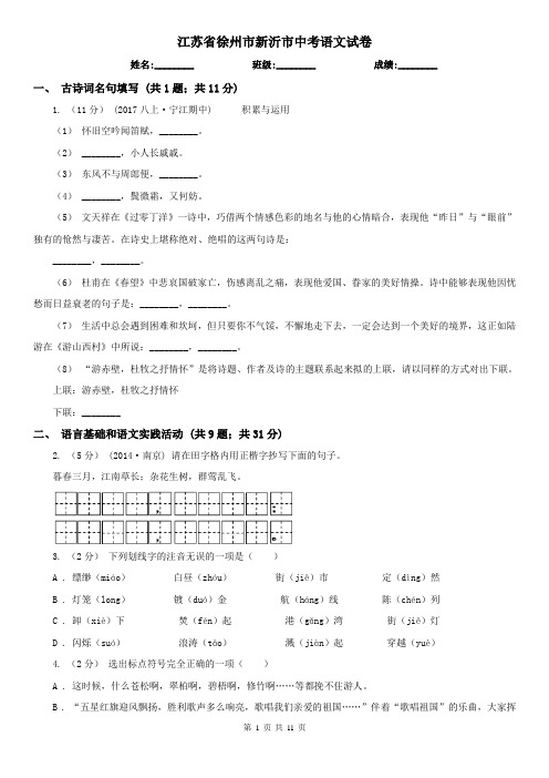 江苏省徐州市新沂市中考语文试卷