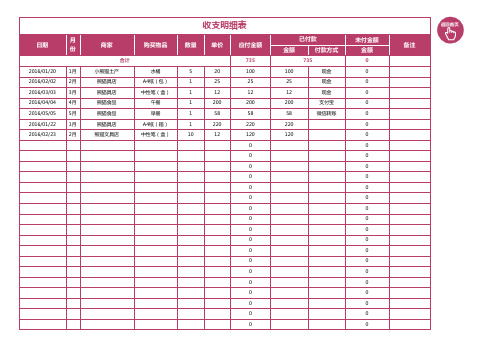 收支核算明细管理系统Excel表格