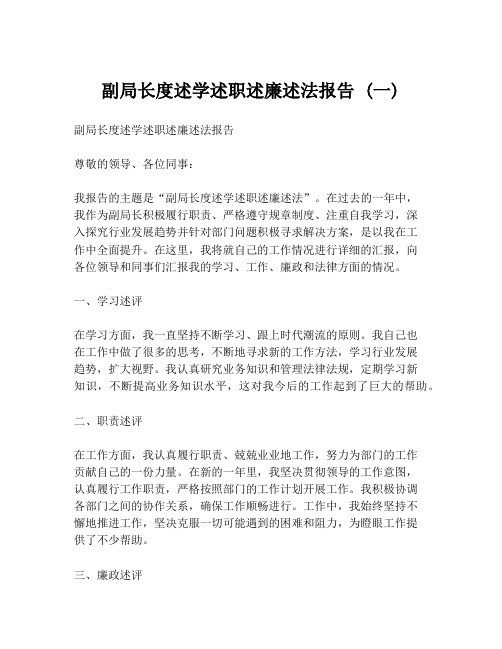 副局长度述学述职述廉述法报告 (一)