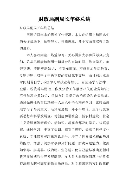 财政局副局长年终总结