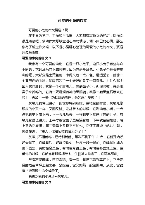 可爱的小兔的作文精选7篇