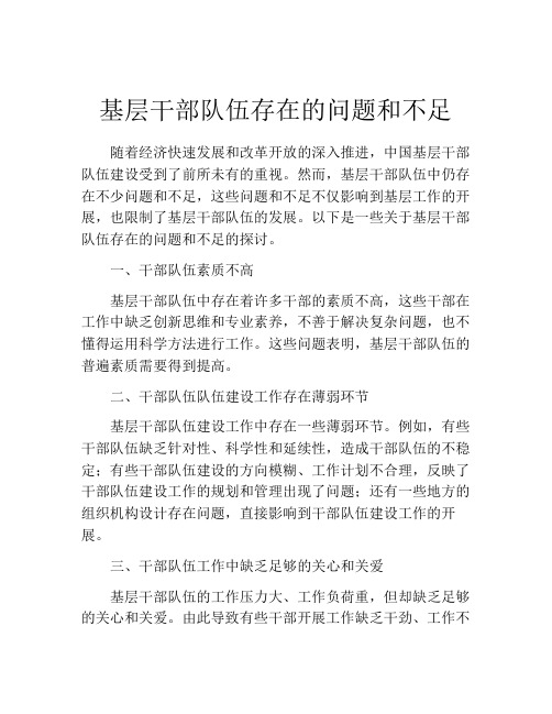 基层干部队伍存在的问题和不足