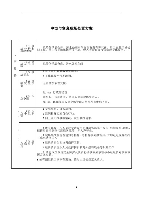 中毒与窒息现场处置方案