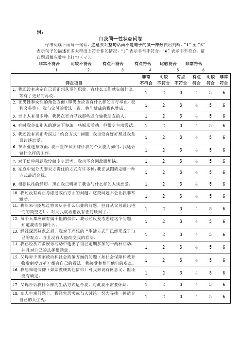 博士论文用32个题目同一性状态问卷