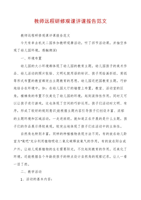 教师远程研修观课评课报告范文