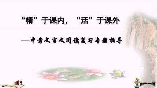 精”于课内,“活”于课外——中考文言文阅读复习专题指导