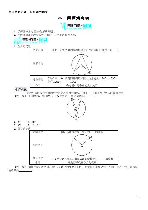 高中数学第二讲直线与圆的位置关系一圆周角定理学案