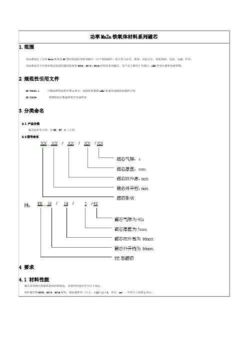 功率MnZn铁氧体材料系列磁芯