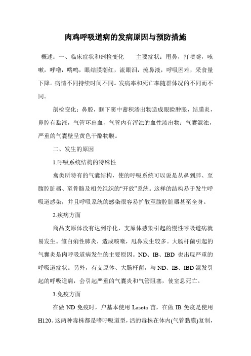 肉鸡呼吸道病的发病原因与预防措施.doc