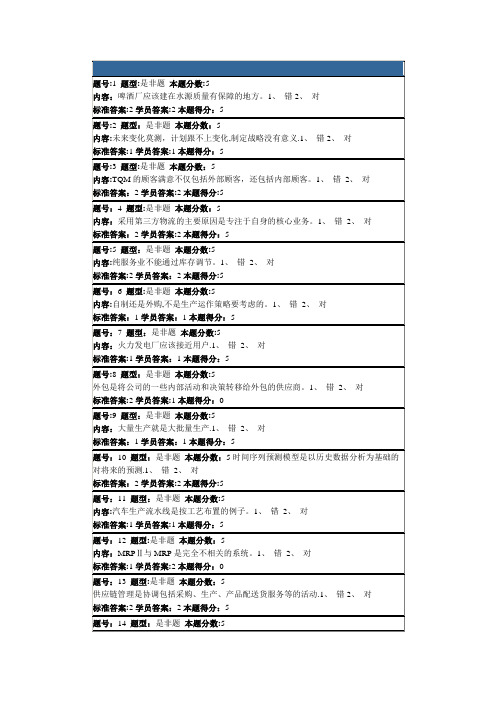 精选春季生产运营管理网上作业