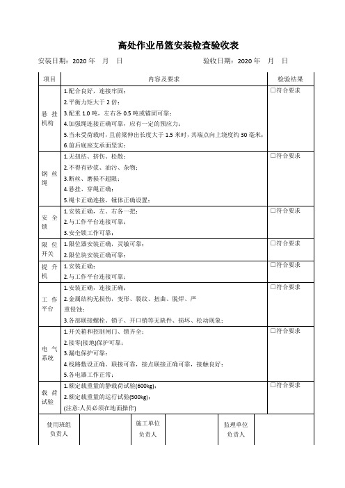 吊篮验收表