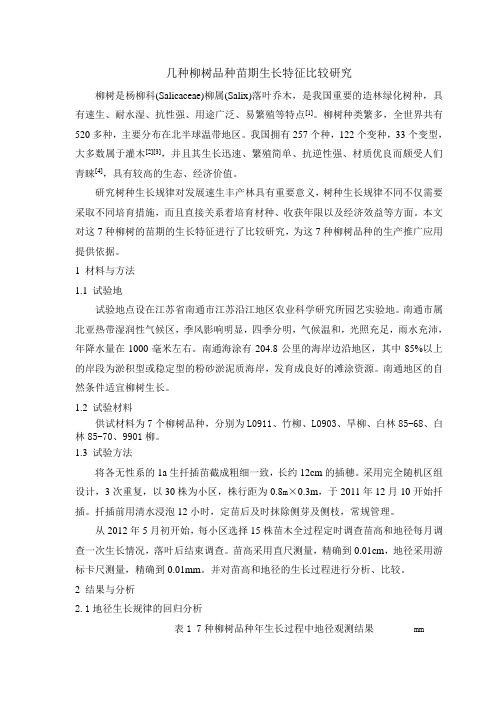 几种柳树品种苗期生长特征比较研究