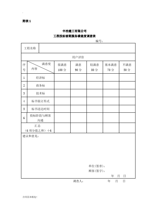 合同履约满意度调查表