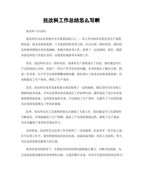 技改科工作总结怎么写啊