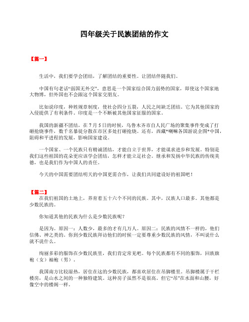 四年级关于民族团结的作文