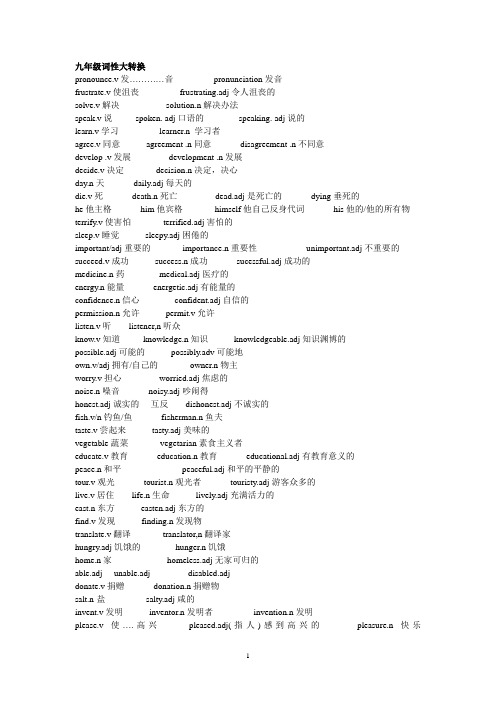 九年级词性大转换