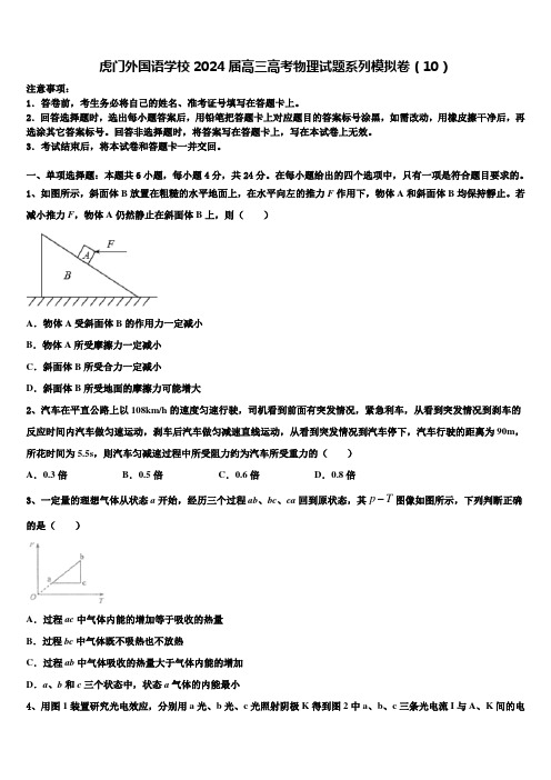 虎门外国语学校2024届高三高考物理试题系列模拟卷(10)