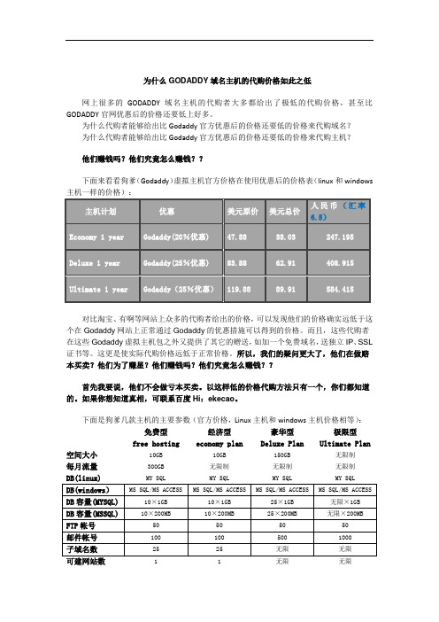 揭密为什么GODADDY域名主机的代购价格如此之低