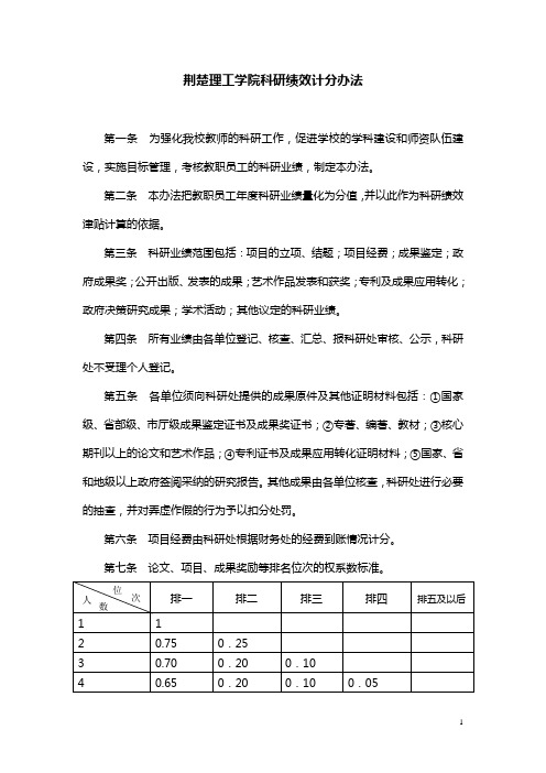 荆楚理工学院科研奖励办法