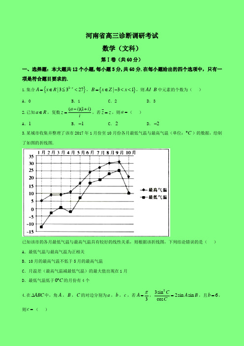 河南省2018届高三诊断调研联考文数试题(附答案精品)