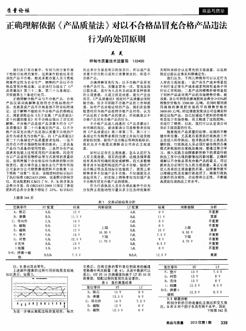 正确理解依据《产品质量法》对以不合格品冒充合格产品违法行为的处罚原则