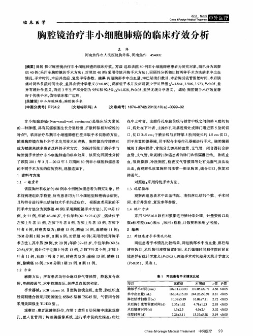 胸腔镜治疗非小细胞肺癌的临床疗效分析
