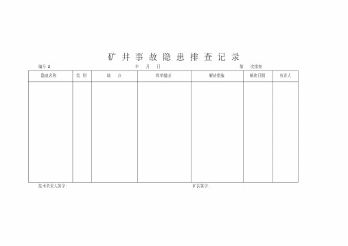 煤矿安全管理记录台账大全(一)资料