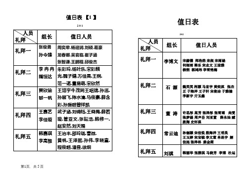 值日生表模板