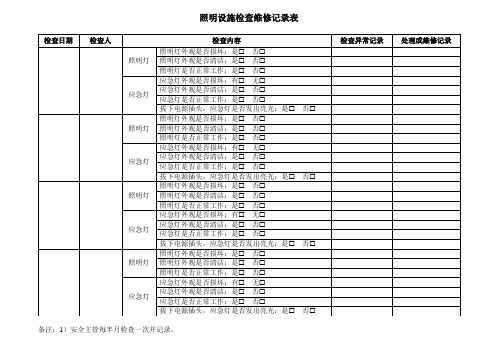 照明设施的检查记录