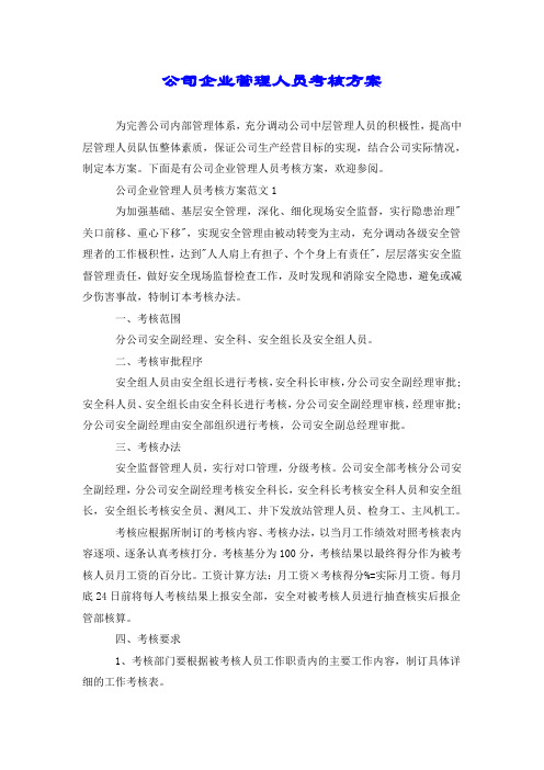 公司企业管理人员考核方案.doc