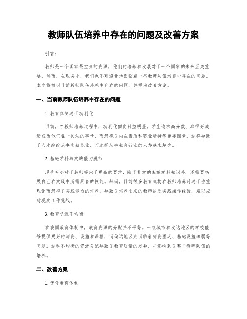 教师队伍培养中存在的问题及改善方案