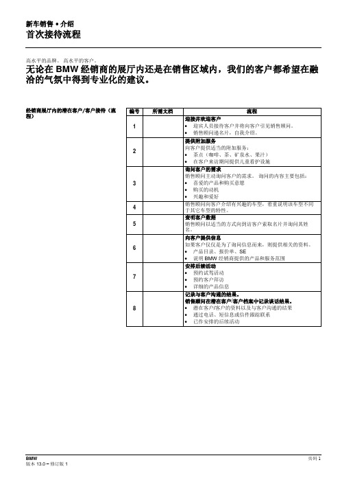 宝马新车销售首次接待流程