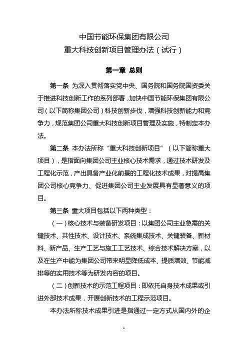 公司重大科技创新项目管理办法(试行)