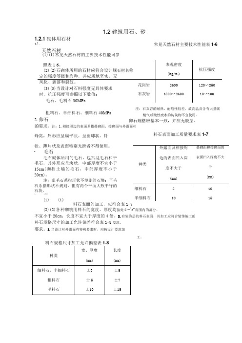 建筑用砂石材料质量标准