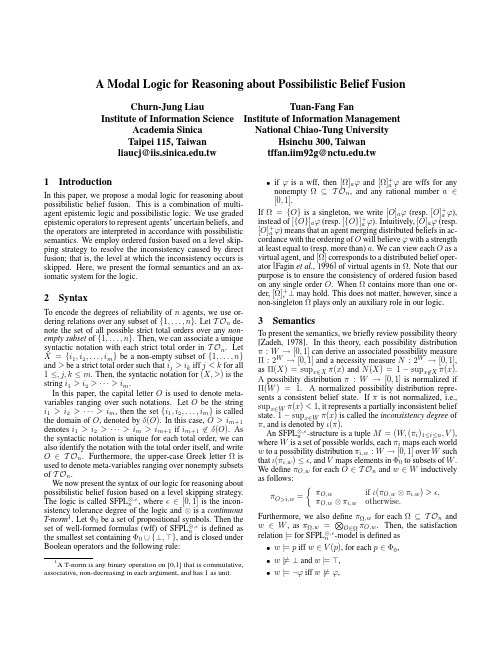 1 Introduction A Modal Logic for Reasoning about Possibilistic Belief Fusion