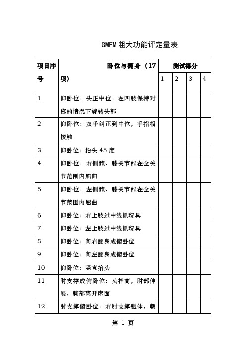 GMFM粗大功能评定量表