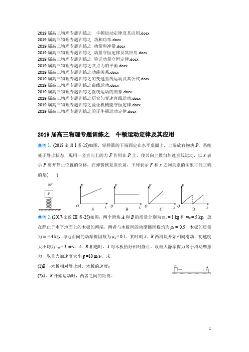 【物理】2019届高三物理专题训练(13份)