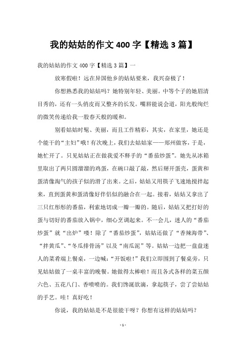 我的姑姑的作文400字【精选3篇】