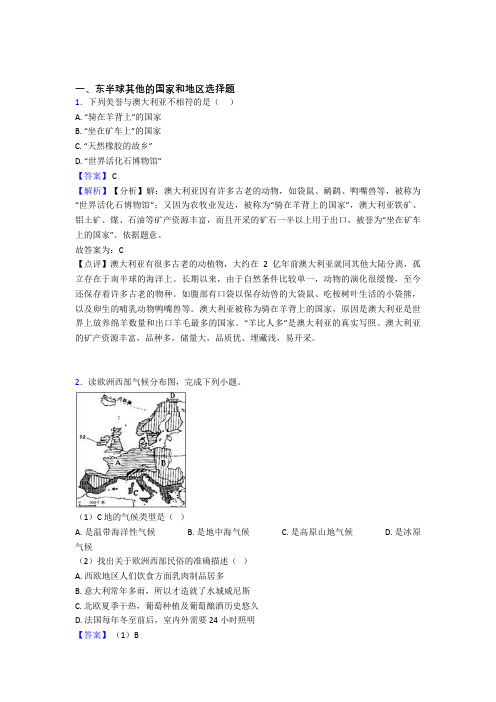 初中地理  东半球其他的国家和地区