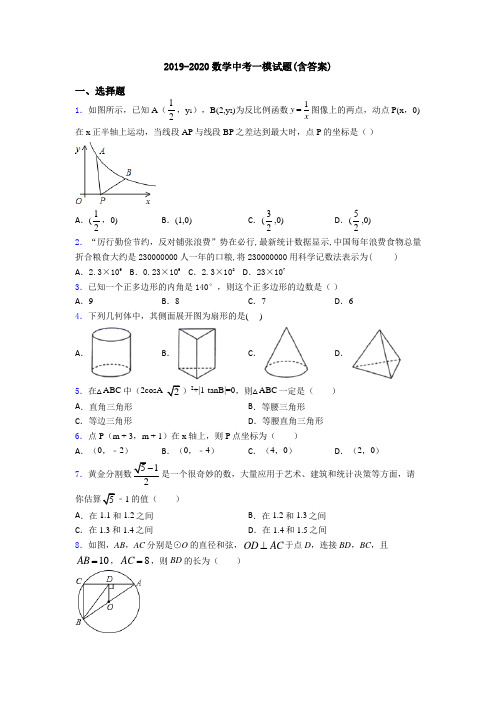 2019-2020数学中考一模试题(含答案)