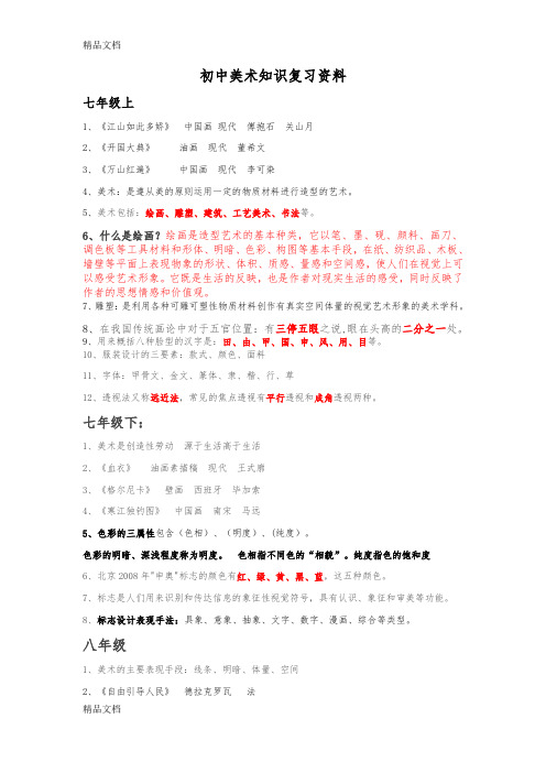 最新人教版美术测评知识点整理