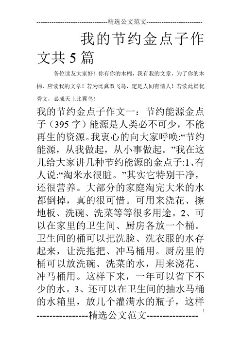 我的节约金点子作文共5篇_0