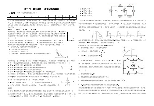 高二物理(上)学期期中考试卷和答案