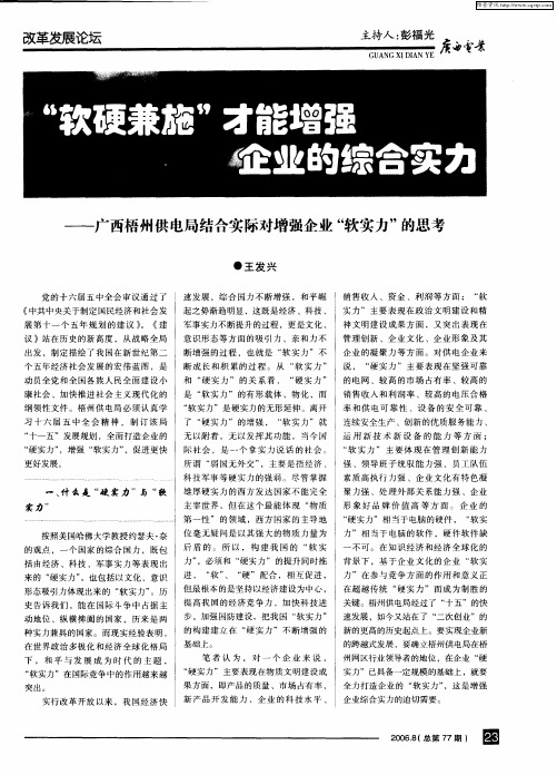 “软硬兼施”才能增强企业的综合实力——广西梧州供电局结合实际对增强企业“软实力”的思考