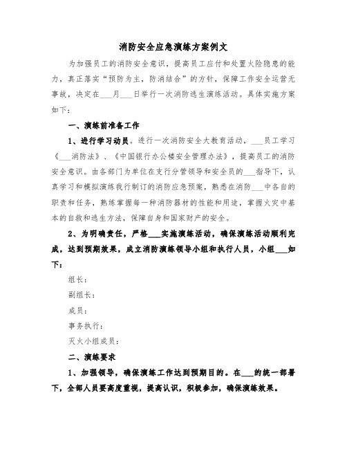 消防安全应急演练方案例文(二篇)