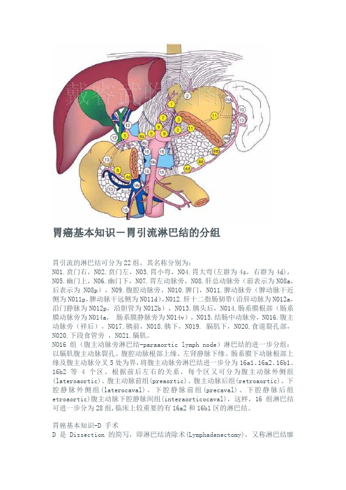 胃癌清扫淋巴结分组图